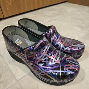 Dansko XP 2.0 Ribbon Patent Clogs Womens 40 US 9.5-10 Multicolor Nursing Shoes